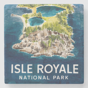 Dessous-de-verre En Pierre Aquarelle Beauté du Parc national de l'Isle Royale