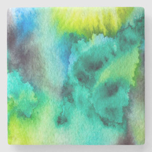 Dessous-de-verre En Pierre Aquarelle bleu vert marbre abstrait teinture à cr