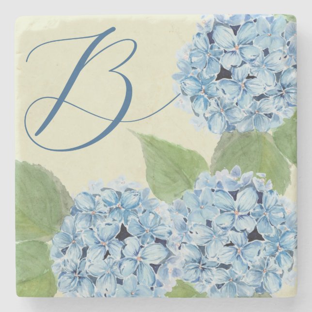 Dessous-de-verre En Pierre Aquarelle bleue Hydrangea (Devant)