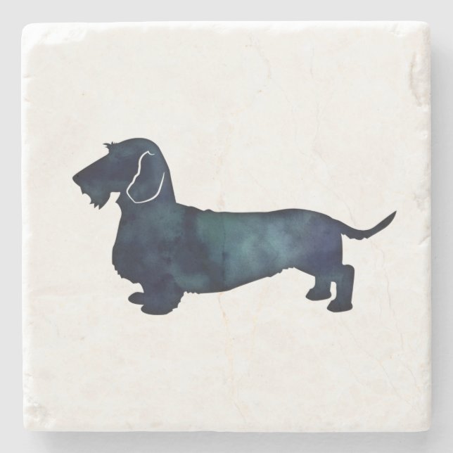 Dessous-de-verre En Pierre Aquarelle Dachshund Rough Revêtue (Devant)