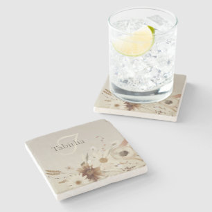 Dessous-de-verre En Pierre Aquarelle d'automne Monogramme floral