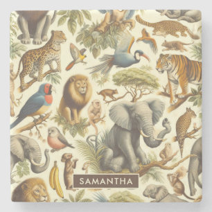 Dessous-de-verre En Pierre Aquarelle de la jungle vintage