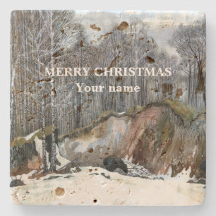 Dessous-de-verre En Pierre Aquarelle de ravin neigeux