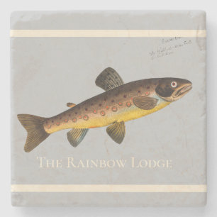 Dessous-de-verre En Pierre Aquarelle de truite de pêche volante gris 