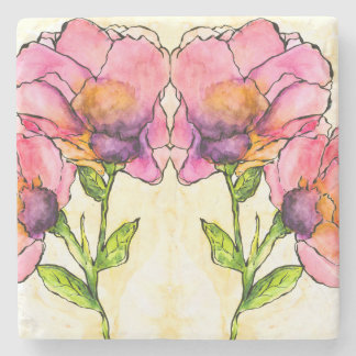 Dessous-de-verre En Pierre Aquarelle Dessous de verre en pierre de fleurs