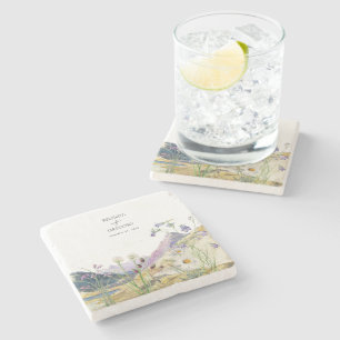 Dessous-de-verre En Pierre Aquarelle Fleur sauvage Mariage de montagne Faveur