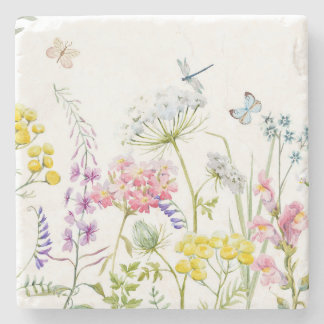 Dessous-de-verre En Pierre Aquarelle Fleur sauvage prairie florale d'été