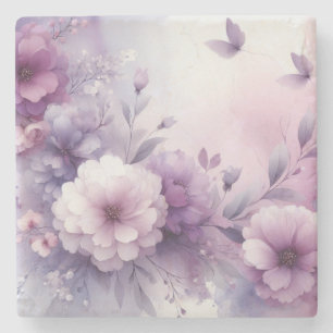 Dessous-de-verre En Pierre Aquarelle florale aux couleurs pastel douces