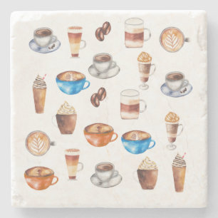 Dessous-de-verre En Pierre Aquarelle Lover café Latte Espresso haricots