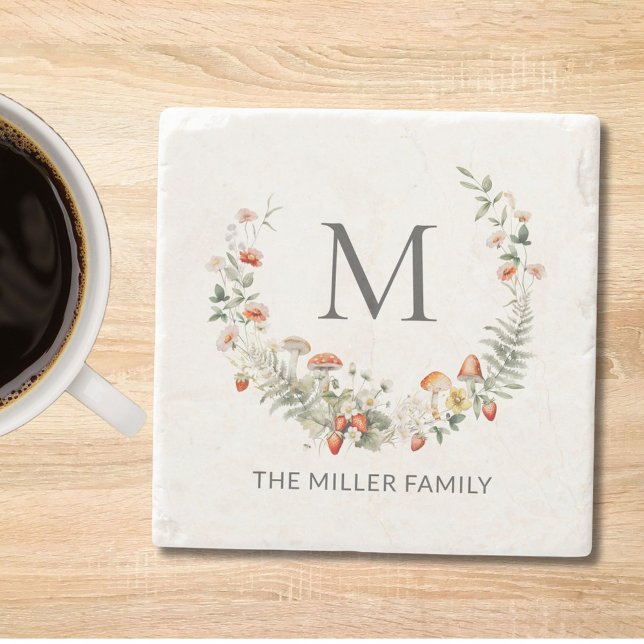 Dessous-de-verre En Pierre Aquarelle lunaire lunaire Florale Botanique (In situ)