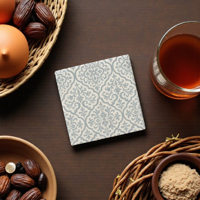 Dessous-de-verre En Pierre Aquarelle méditerranéenne Gris Arabesque Élégant (Mediterranean Watercolor Grey Arabesque Elegant Stone Coaster)