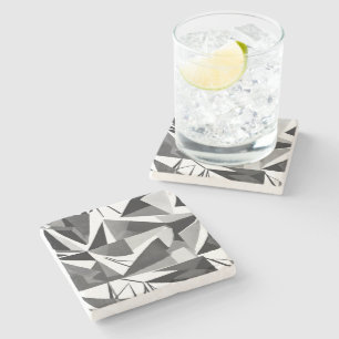 Dessous-de-verre En Pierre Aquarelle noir et blanc géométrique moderne abstra