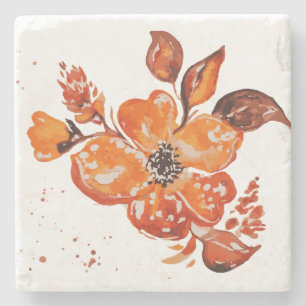 Dessous-de-verre En Pierre Aquarelle orange miroir compact
