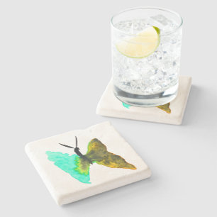 Dessous-de-verre En Pierre Aquarelle papillon aqua joli