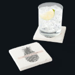 Dessous-de-verre En Pierre Aquarelle rose et gris ananas | Votre nom<br><div class="desc">Aquarelle rose et gris ananas | Votre nom</div>
