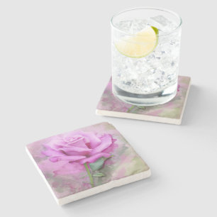Dessous-de-verre En Pierre Aquarelle Rose violette Florale