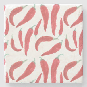 Dessous-de-verre En Pierre aquarelle rouge chaud