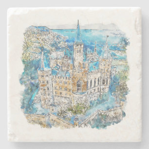 Dessous-de-verre En Pierre Aquarelle tirée à la main Hohenzollern Castle Alle