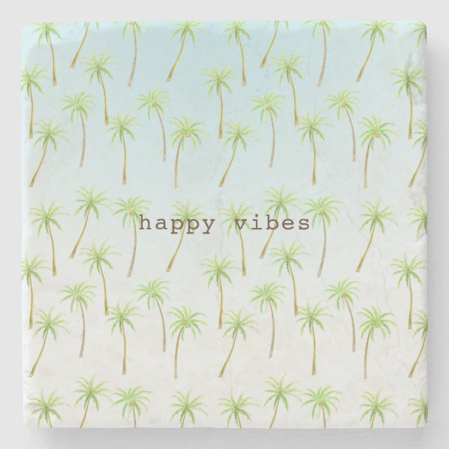 Dessous-de-verre En Pierre Aquarelle tropicale des palmiers (Devant)