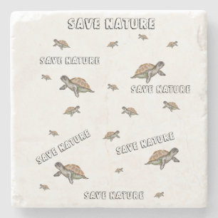 Dessous-de-verre En Pierre Aquarelle Turtle Sauver la nature
