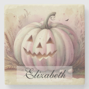 Dessous-de-verre En Pierre Aquarelle vintage de Halloween citrouilles automne