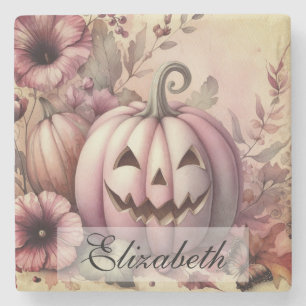 Dessous-de-verre En Pierre Aquarelle vintage de Halloween citrouilles automne