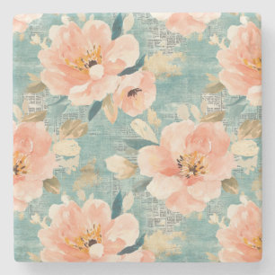 Dessous-de-verre En Pierre Aquarelle vintage Floral Abstrait Motif (1)