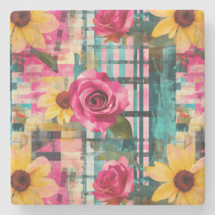 Dessous-de-verre En Pierre Aquarelle vintage Floral Abstrait Motif (16)