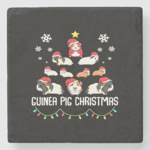 Dessous-de-verre En Pierre Arbre de Noël de cochon de Guinée   Amusant Guinée