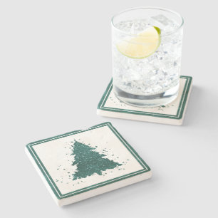 Dessous-de-verre En Pierre Arbre de Noël Moody Dark Midnight Turquoise Spla