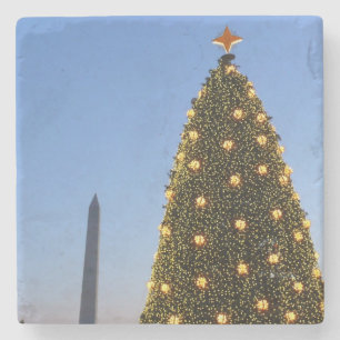Dessous-de-verre En Pierre Arbre de Noël national de Washington DC au crépusc