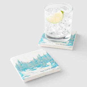 Dessous-de-verre En Pierre Arbres bleus neigeux