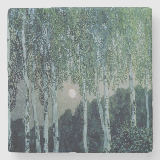 Dessous-de-verre En Pierre Arbres de bouleau (Devant)