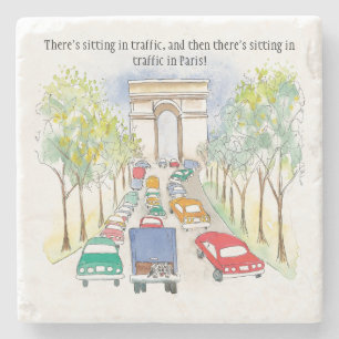 Dessous-de-verre En Pierre Arc de Triomphe Paris Whimsical Watercolor Art