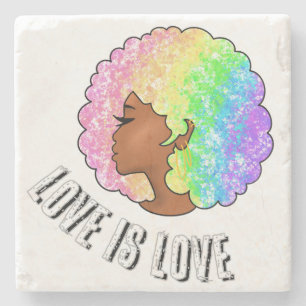 Dessous-de-verre En Pierre arc-en-ciel afro LGBTQ l'amour est l'amour fierté
