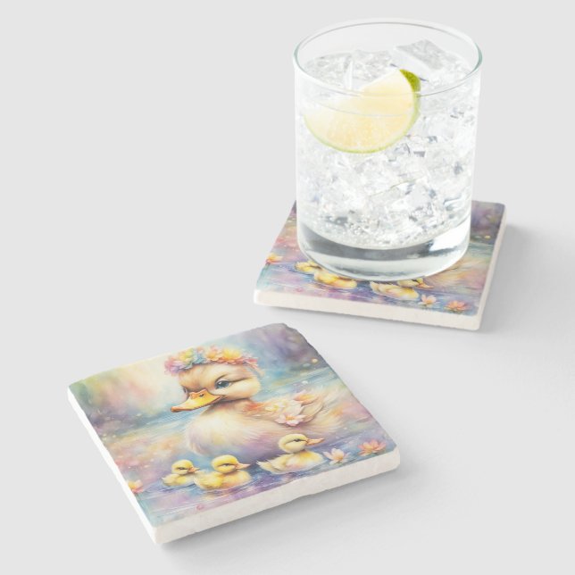 Dessous-de-verre En Pierre Arc-en-ciel Canard 5 (Côté)