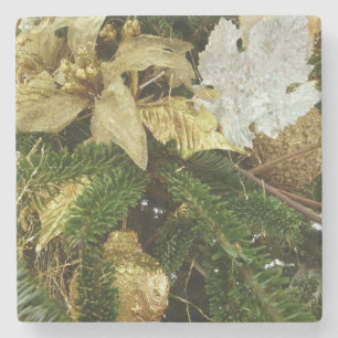 Dessous-de-verre En Pierre Argent et or Noël Arbre II