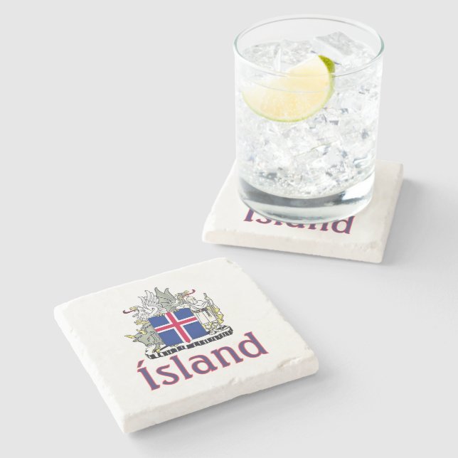 Dessous-de-verre En Pierre Armoiries de l'Islande (Côté)