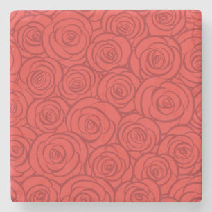 Dessous-de-verre En Pierre Arrière - plan abstrait de roses rouges