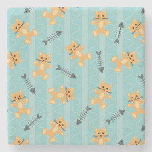 Dessous-de-verre En Pierre arrière - plan avec des chats