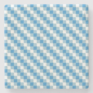 Dessous-de-verre En Pierre arrière - plan Bleu-blanc de carrés