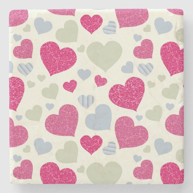 Dessous-de-verre En Pierre Arrière - plan de coeurs (Devant)