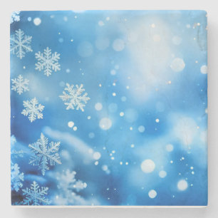 Dessous-de-verre En Pierre Arrière - plan de la neige Bleu Texture Art numér
