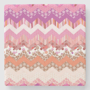 Dessous-de-verre En Pierre arrière - plan de zigzag rose