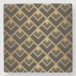Dessous-de-verre En Pierre Art Déco Black Gold : Géométrique