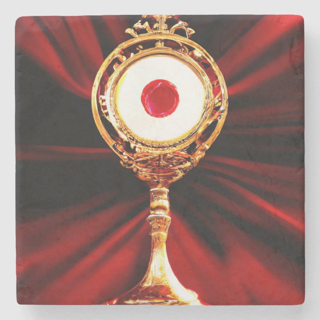 Dessous-de-verre En Pierre Art IA d'un miracle eucharistique (Devant)