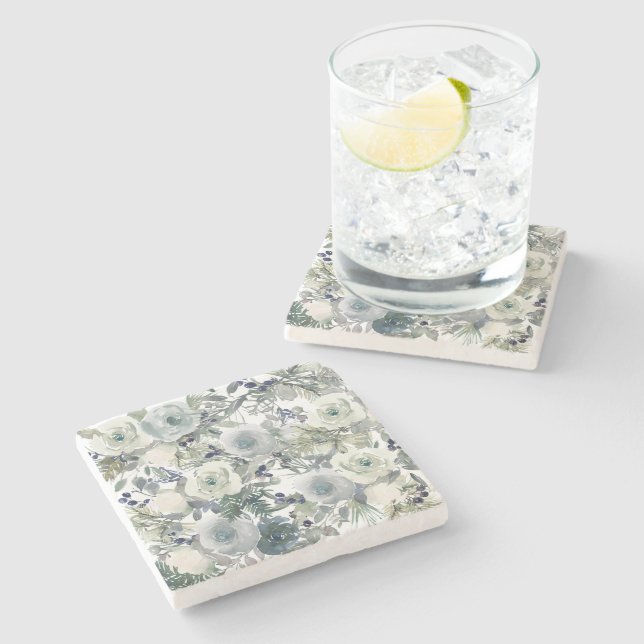 Dessous-de-verre En Pierre Art Jardin Fleur (Côté)