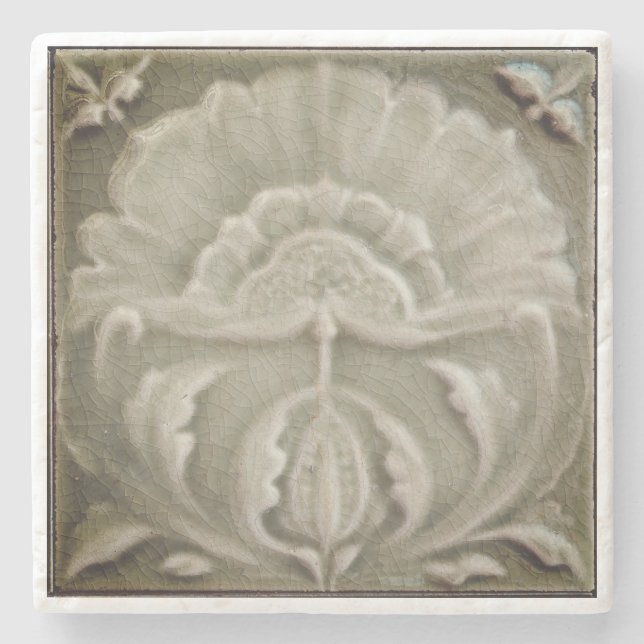Dessous-de-verre En Pierre Art nouveau jugendstil carreaux de fleurs design b (Devant)