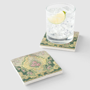 Dessous-de-verre En Pierre Art Nouveau Métallo Or Roses Rose Mariage Table