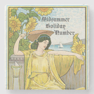 Dessous-de-verre En Pierre Art Nouveau vintage Femme de la Saint-Jean Tournes